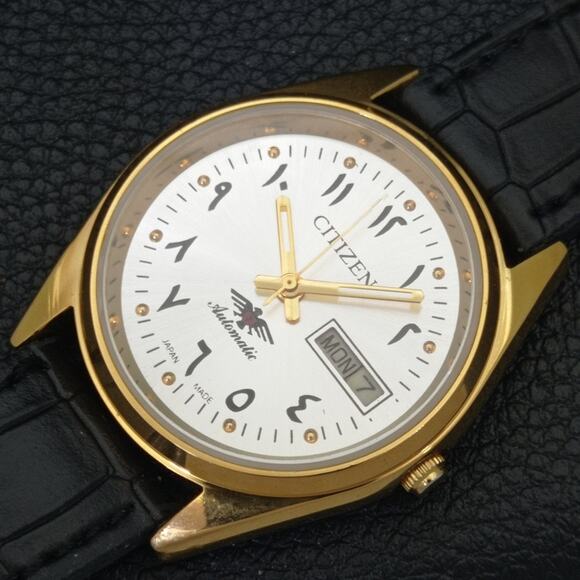 Vintage 1972 Citizen Arabic Automatic Mens Gold Watch W/daydate & Silver accents - Picture 6 of 10